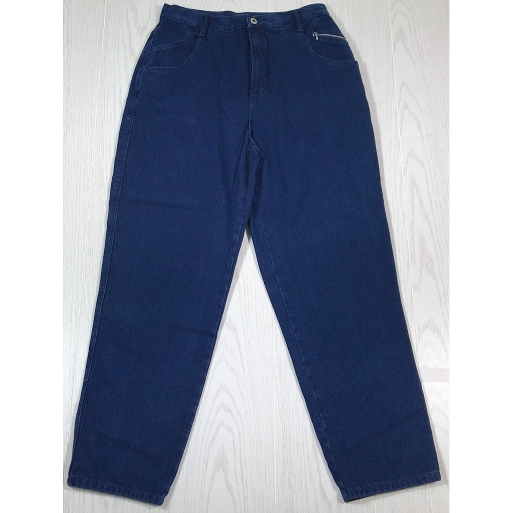 Vintage 80s Gitano High Rise Tapered Mom Jeans 14 Blue Denim Cotton Zip Retro